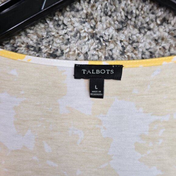 Talbots Top Womens Large Yellow Printed Surplice Neck Stretch Casual Ladies - Picture 6 of 7